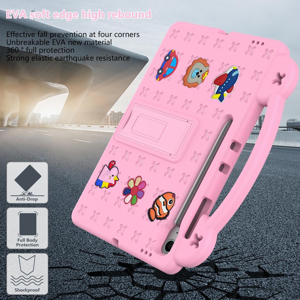For Samsung Galaxy Tab S10 FE+ Case Kids Cartoon Patterns Hand Grip Kickstand Tablet EVA Cover