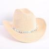 Popular European and American classic western denim straw hat, men's and women's fashion outdoor sunscreen sequined straw hat