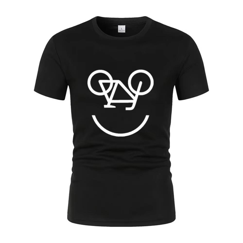 Summer New Interesting Bicycle Reverse Letters Print Men'S T -Shirt Fashion Casual Jogging Mesh Air Permeability Short Sleeves