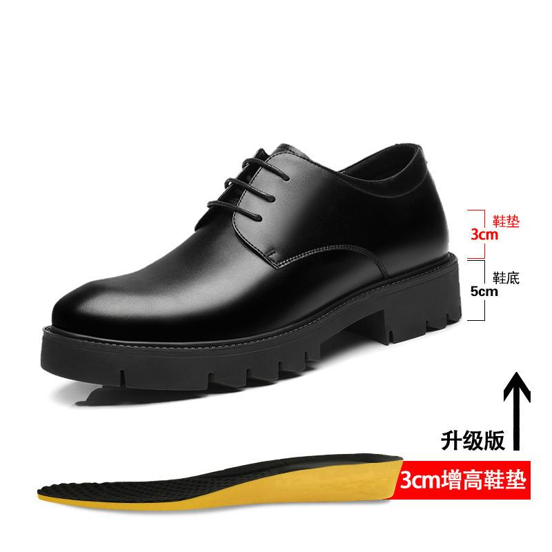 Herbst Lederschuhe Herren Echtleder atmungsaktiv Herren Business Lederschuhe Britischer Dress dicksohlig innenhöheerhöhend Koreanische Version