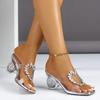 Mode Luxus Strass Seltsamer Stil Sandalen Damen Sommer Sexy Transparentes PVC Open Toe Pantoletten Bequeme Bankett High Heels