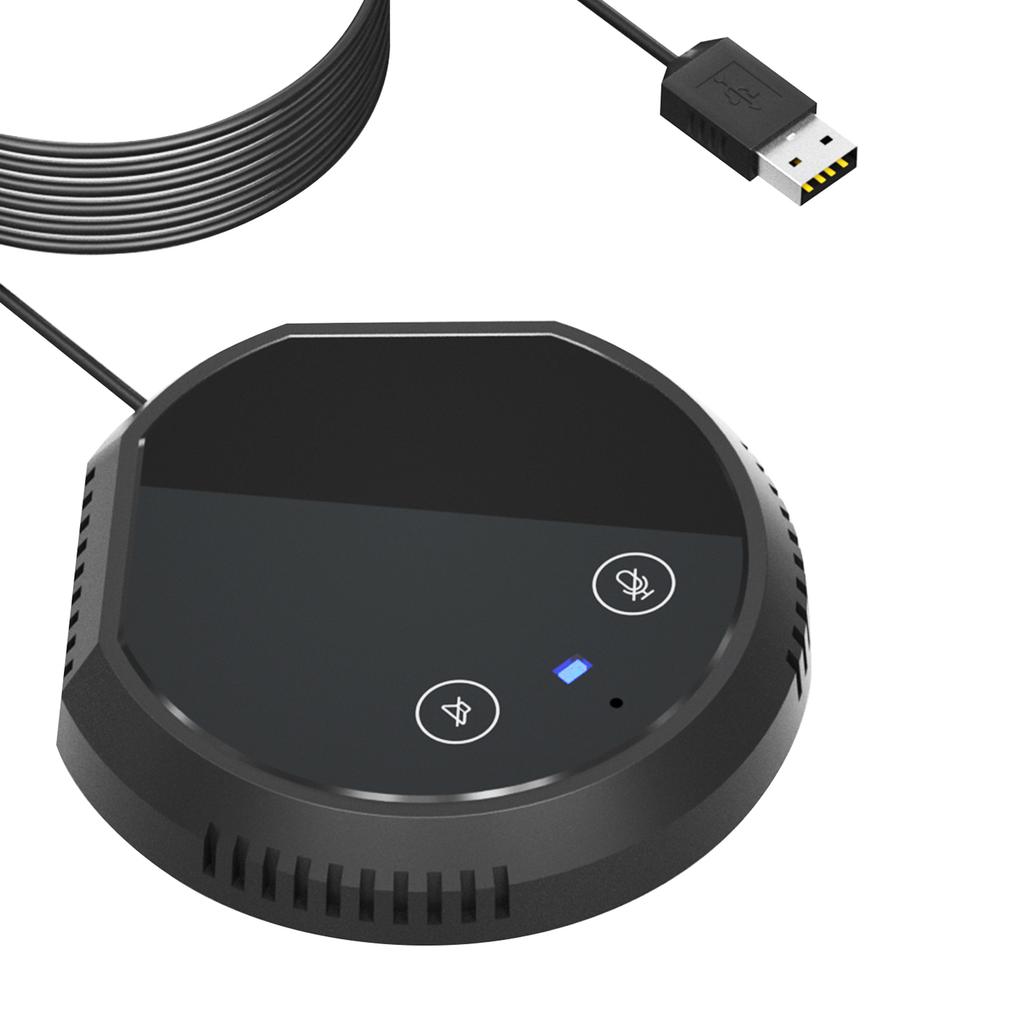Desktop USB Conference Speakerphone Microphone 360° Play PC Computer Mic Support BT Speaker Touch-Sensor Buttons Function