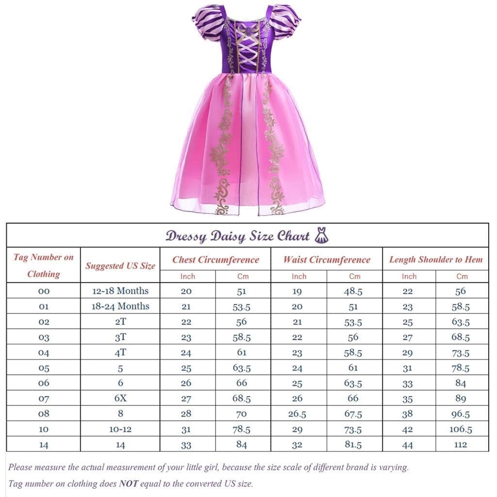 [Dressy Daisy] Kids Girls Princess Dress Rapunzel Style Costume Halloween Christmas Party 2 Years Old Rapunzel A (Dress + Accessories)