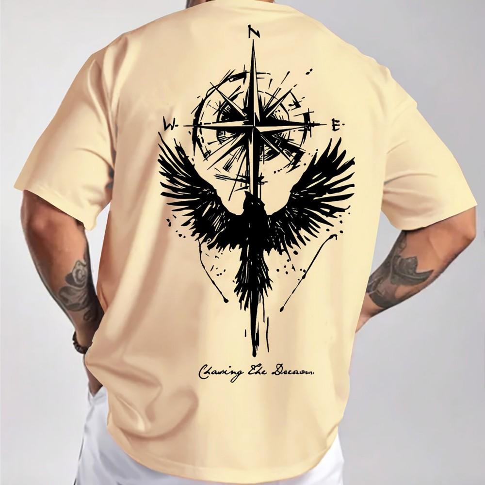 Men's Summer Angel Printed Pattern Fashionable and Comfortable Round Neck T-shirt Outdoor Skin friendly Casual Top