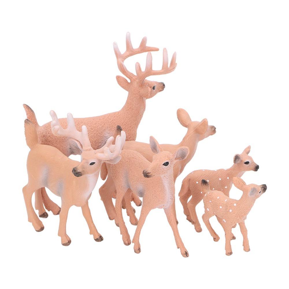 6pcs Lifelike Deer Cake Topper Topper Decoration Woodland Animal Figurines Wedding Party Decoration