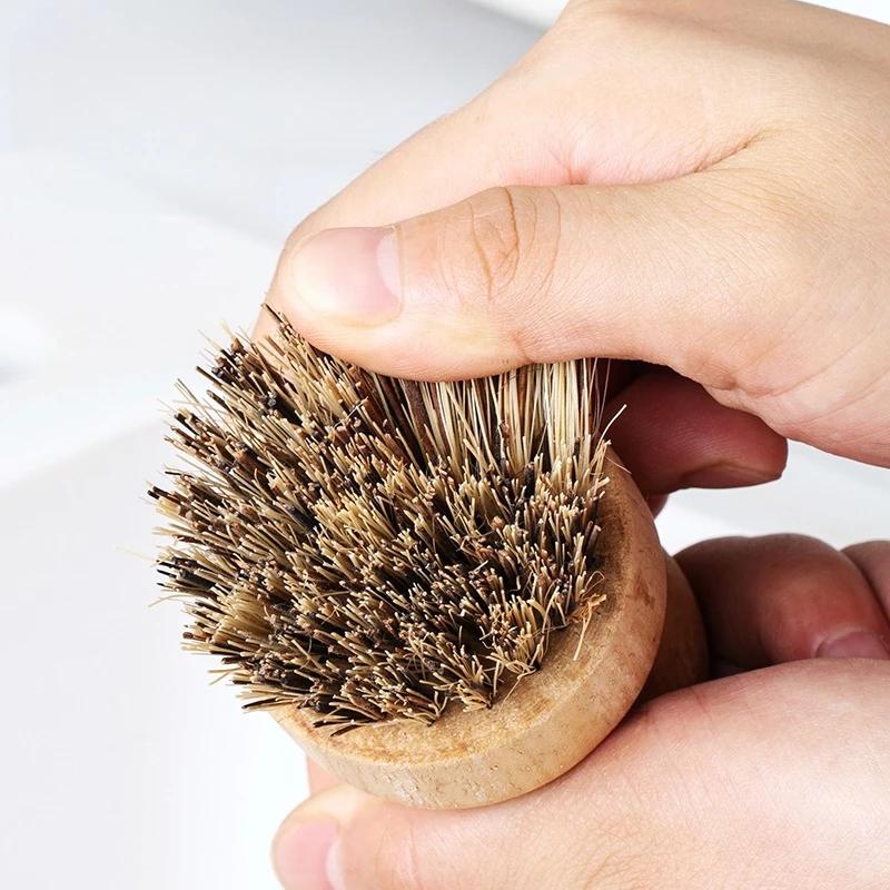 1/2pcs Natural Sisal and Coconut Palm Wooden Cleaning Brush Lanyard Dishwashing Brushs Kitchen Durable Eco Friendly Zero Waste