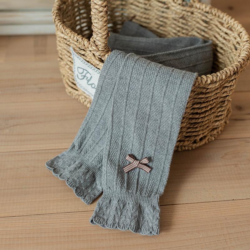 2024 Spring/Summer New Children'S Pantyhose, Girls' Combed Cotton, Lotus Leaf Edge, Nine Point Bow Bottom, Nine Point Socks