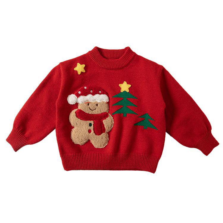 Meng Tang Tang Girls' Winter Cartoon Sweater: Thick Knitwear for New Year