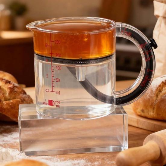 4-In-1 Adjustable Measuring Cup with Ergonomic Handle Push-up Bottom Dual Scale Measurement Cup Cooking