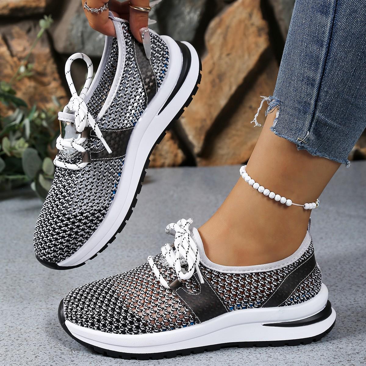 

Fashion Women S Breathable Mesh Sneakers - Lightweight Casual Walking Shoes Lace-Up Design for Summer Outdoor Activities Ladies Sneakers 36