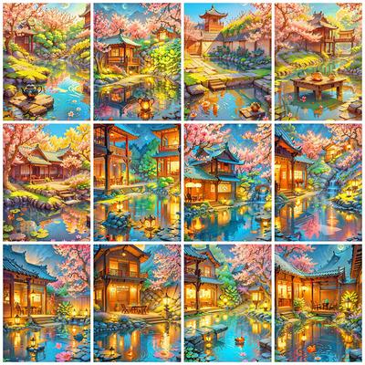 New Arrival Diamond Painting House Cross Stitch Garden Embroidery Lake Needlework Mosaic Handmade Hobby