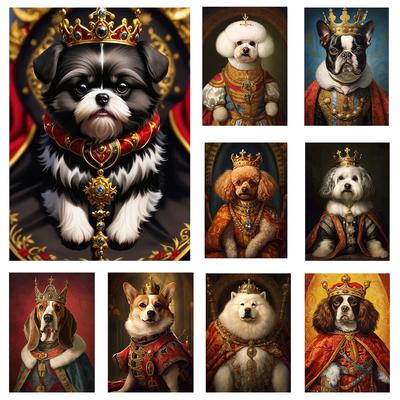 Modern Evcil Hayvan 5DDIY Elmas Boyama Portre Estetik Duvar Sanatı Köpek Kral Kraliyet Hayvan Nakışı Çapraz Nakış Ev Dekorasyonu