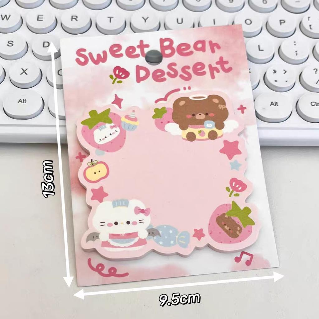 30sheets Cute Bear Sticky Notes Can Be Hung with Back Cards Student Notepads Memo Pad Pasted and Expanded Sticky Notes Gift