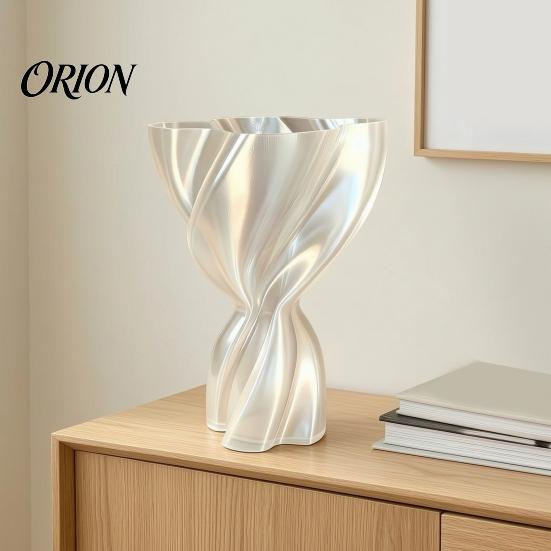 Einzigartiges Geschenk für ein neues Zuhause, 3D-gedruckte Vase in Cremefarbe, Kunstvasen mit Seidenstruktur, Blumenhalter für Wohnzimmer, Eingangsbereich, Minimalistische Moderne Tischdekoration
