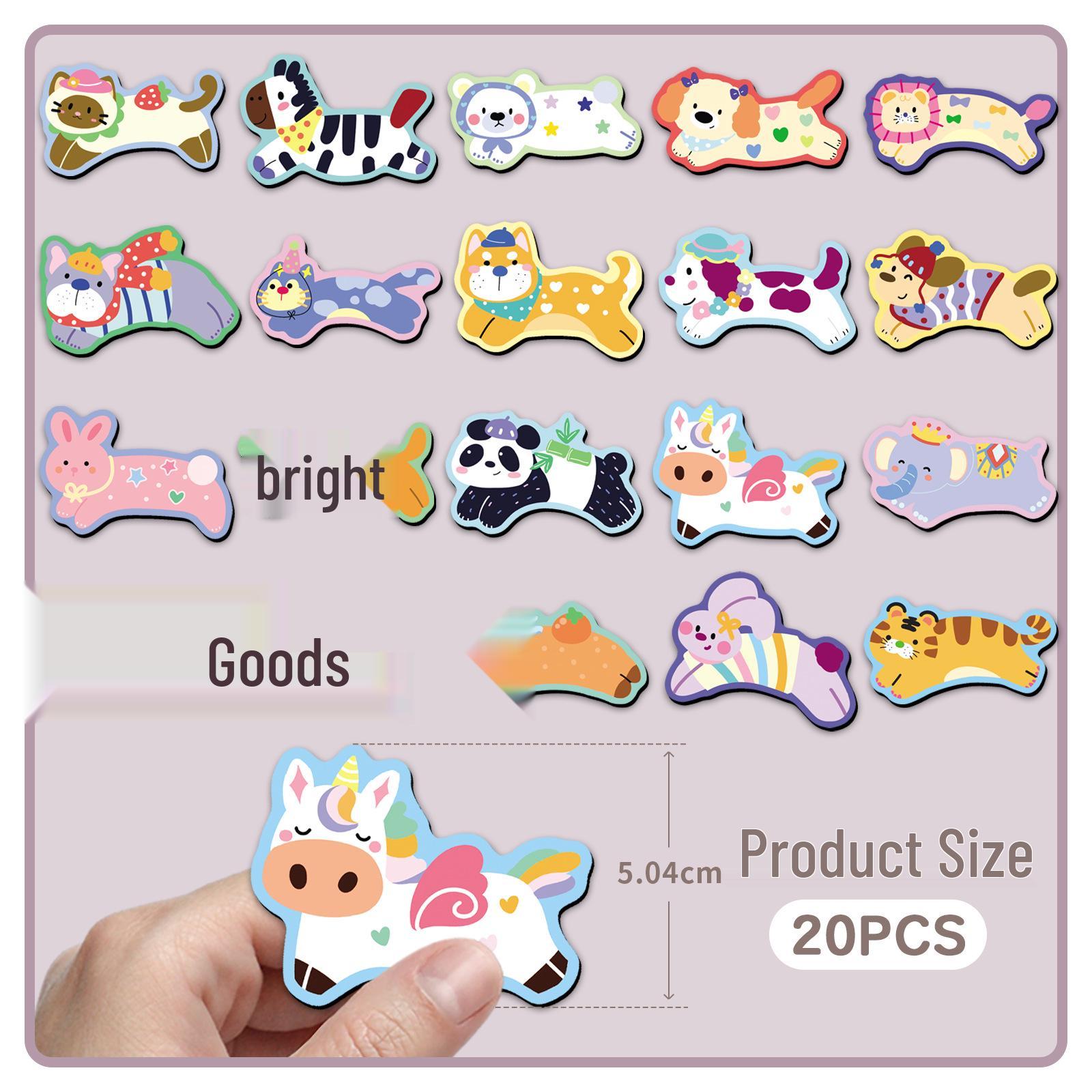 20 Cute Animal Fridge Magnets - Cats, Dogs, Cartoon Graffiti, Waterproof