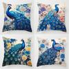 Retro Pfauenblumenmuster Kissenbezug mit kurzem Plüschdruck Wohnzimmer Sofa Dekoration Kissenbezug Kissenbezüge