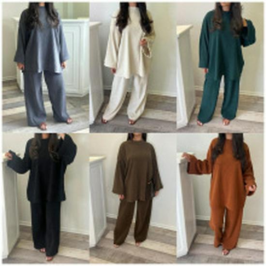 2024 Autumn Plus Size Plaid Cotton Linen Wide-Leg Skirt Pants - Elegant and Casual