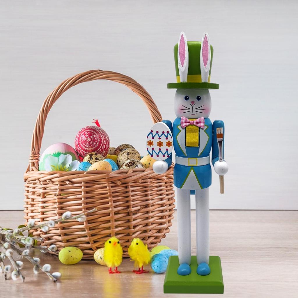 Osterhase Nussknacker Dekoration Heimdekoration Traditionelle Nussknackerfigur Kaninchenornament für Partydekoration Heimfestivals Geschenk