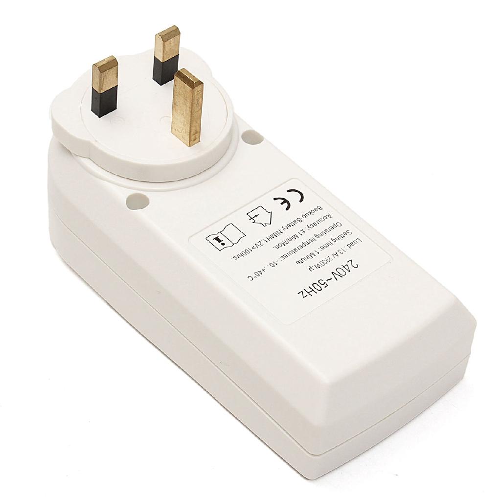 12/24 Hours White Digital LCD Display Plug-in Programmable Timer Switch Socket 7 Day ABS New