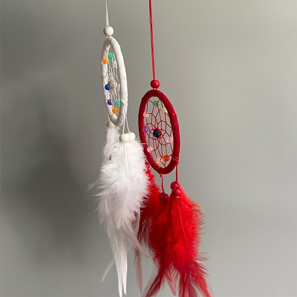 Mini Dream Catcher Car Pendant, Handmade Birthday Celebration gift, cute wall hanging decoration, artificial simulation feather home pendant