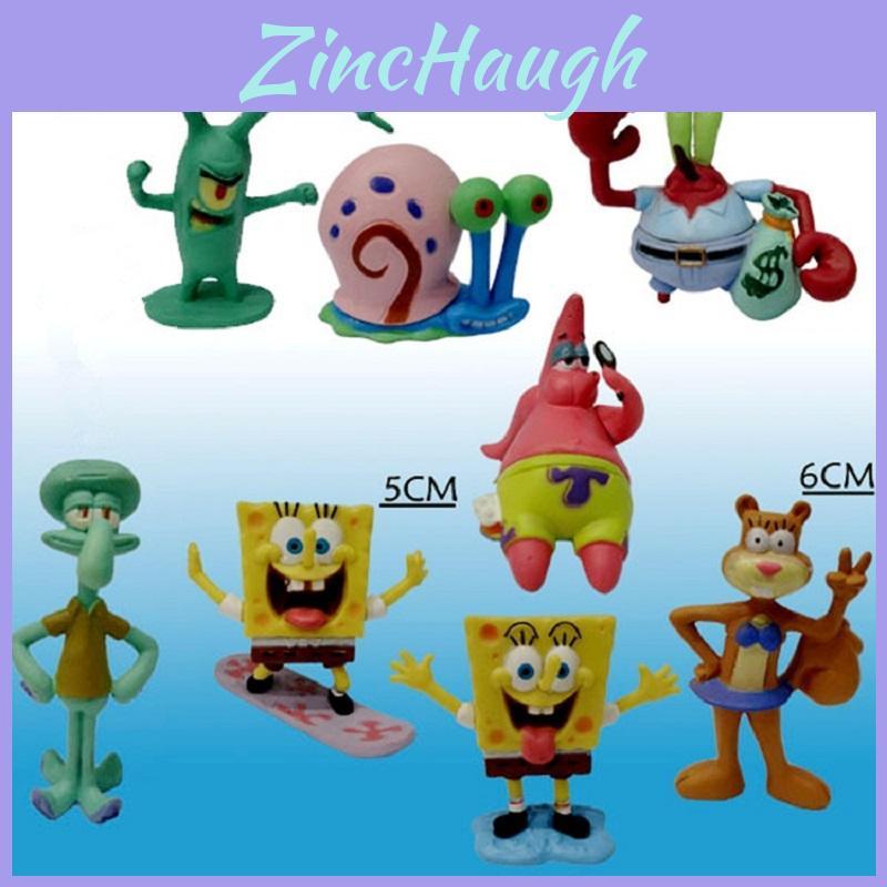 Versatili 8 Pezzi Figure Giocattoli di Spongebob Squarepants Con Patrick Stella e Calamardo