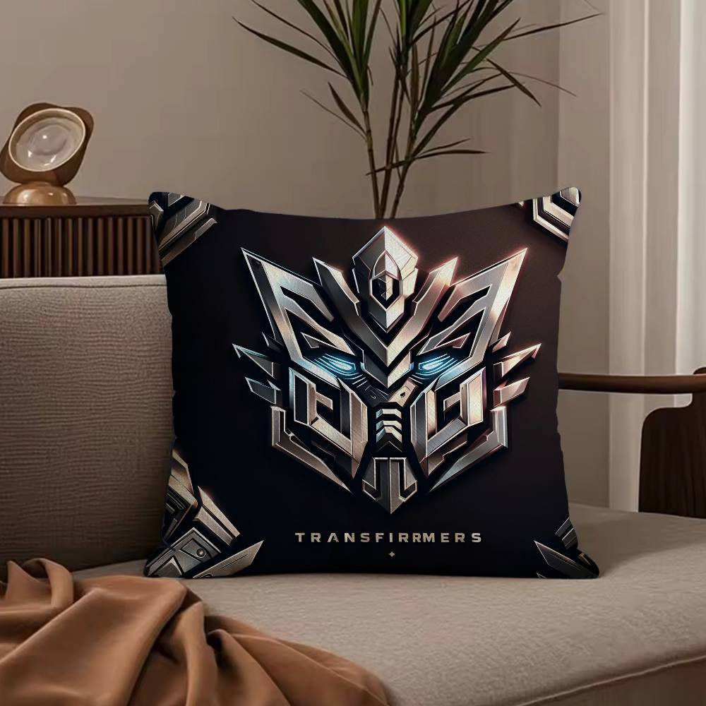 T-Transformer Classic Film Pillow Case Anti-dustmite Pillowcase Invisible Zipper Silky Short Plush Sofa Cushion Cover