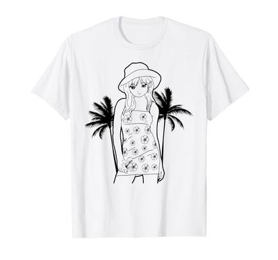 Estética Coconut Girl Menina Anime Roupas de Verão Camiseta de Praia de Verão