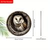 2D Flat 1pc Round Wooden Owl Tree Nest Decorative Art Sign, Art Hanging Home Decoration Wooden Sign, Wall Pediments with Owl Nest Design Element