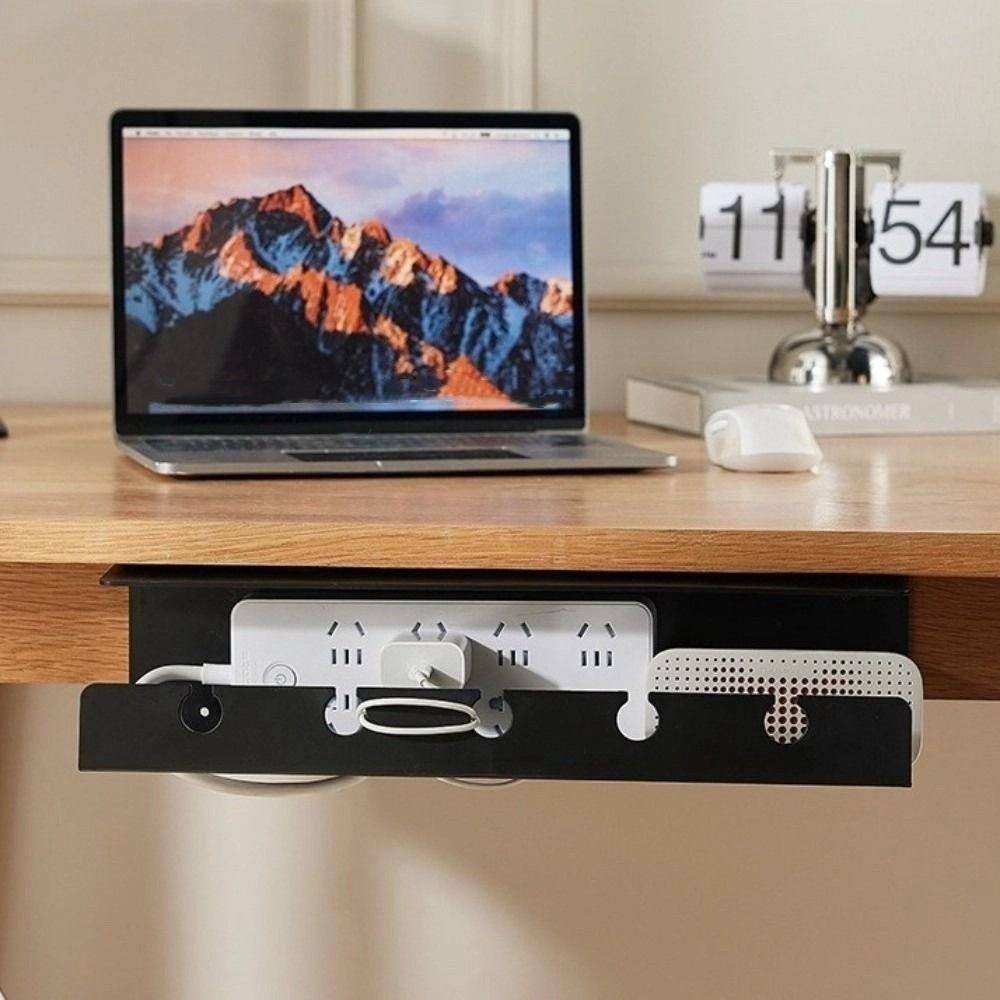 No Drilling Under Desk Cable Management Rack Versatile Wire Fixed Storage Slot  for Office and Home