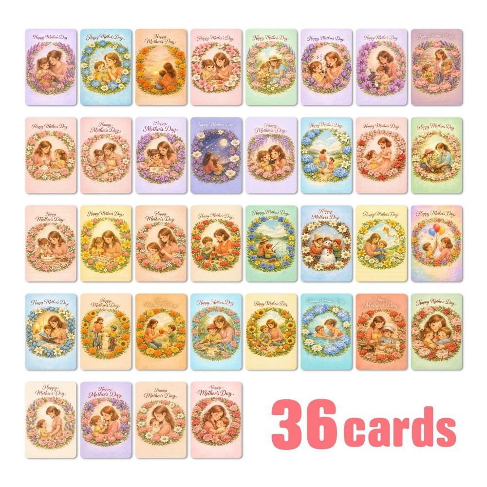 

36Pcs/Set Floral Bouquet Mother s Day Cards Kraft Paper Message Cards Invitations Cards 36Pcs