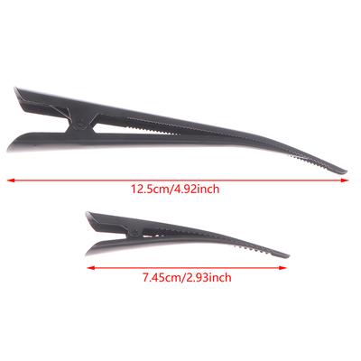 4 pinzas de metal para el pelo de 12,5 cm de largo, con forma de flor hueca y pico de pato, accesorios para el cabello, lazos con dientes de pato, horquillas para peluquería, pinzas negras.