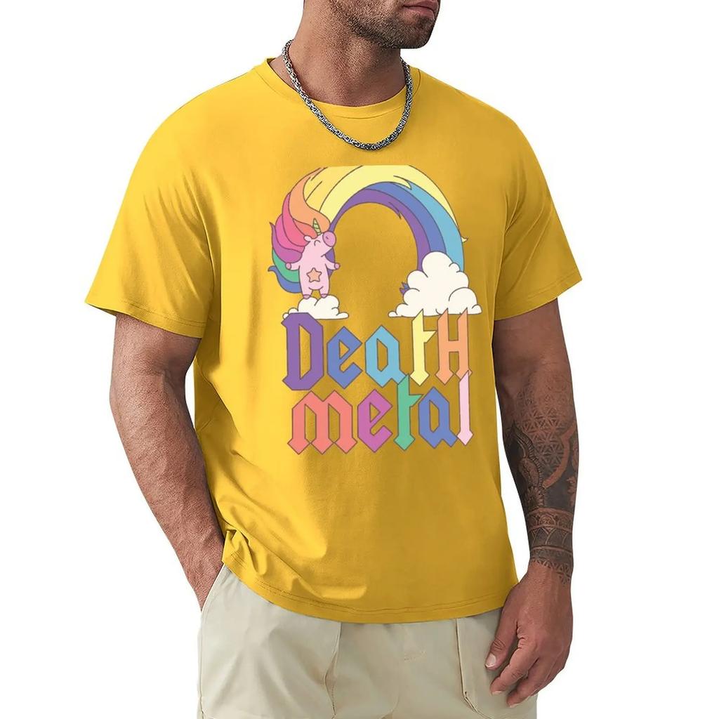 Lustiges Death Metal Einhorn Niedlich Rockmusik Band Liebhaber T-Shirt Übergröße Tops Vintage T-Shirt Männer 2025 Neues Modell