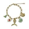 Women S Stainless Steel Gold Plated Boho Bracelet With Fish Starfish Shell Charms