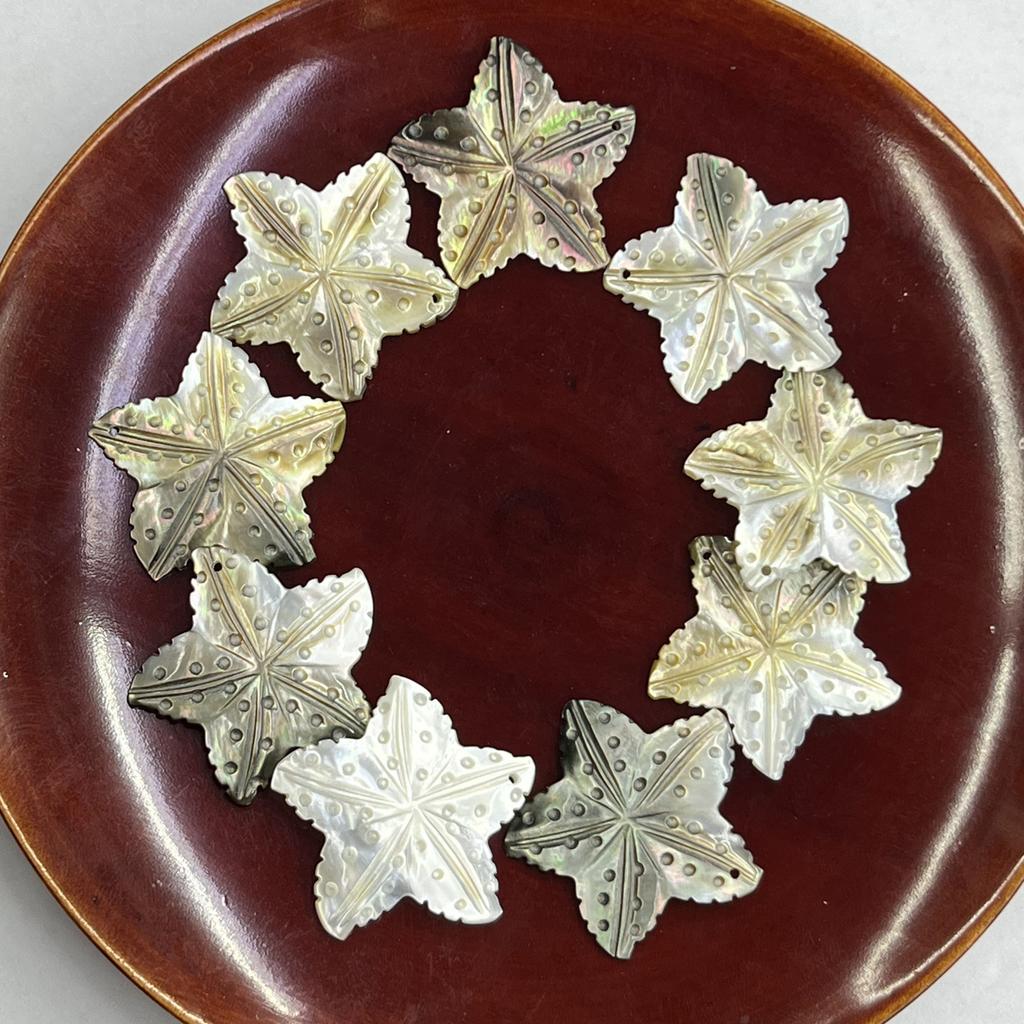 1Pc, Natural Shell Pendants, Handcrafted Star Charms In Marine Style, 32×32mm, for DIY Necklace Accessories, Jewellery Making, Crafts for Men Women