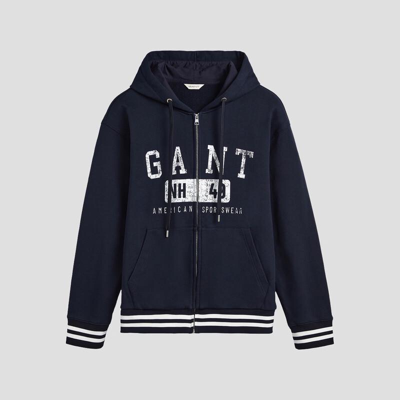 GANT Men's American College Style Hooded Cardigan Sweatshirt