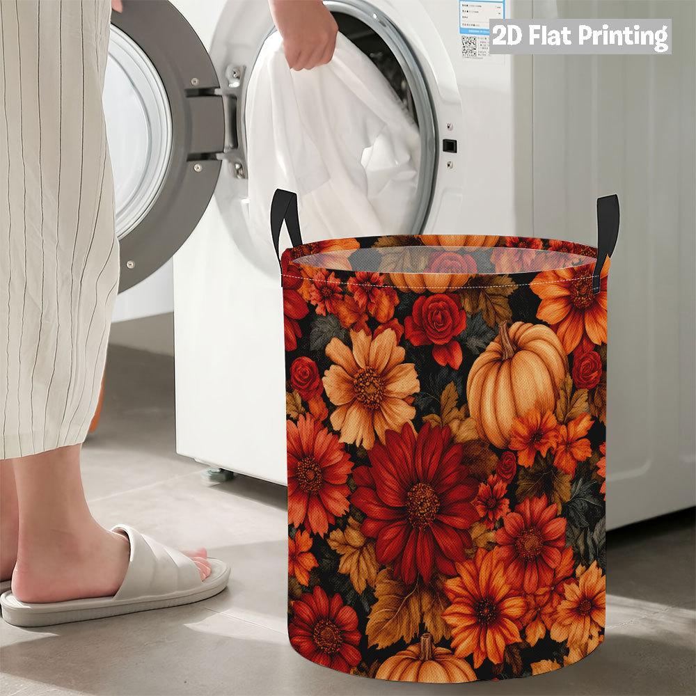 Collapsible Laundry Basket Large Round Waterproof Fabric Hamper Dirty Clothes Storage Bin Toy Organizer with Handles