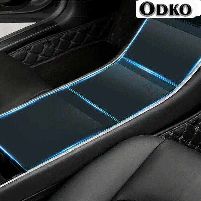 For Tesla Model 3 2017- Center Console Protective Film Transparent Film Stickers 3Pcs