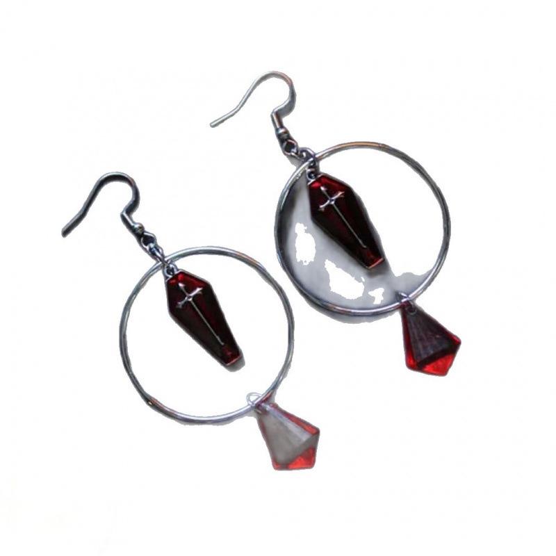 Coffin Cross Fanatic Gothic Earrings - Witchy Retro Alternative Jewelry