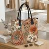  Floral Print Canvas Tote Bag Large Capacity Handbag for Daily Shopping Travel Casual Portable Women Shoulder Bag