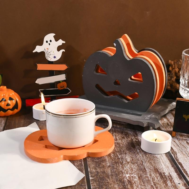 Pumpkin Coaster Silicone Mold For Baking Crafting Art Halloween Home Decoration With Easy Releases Designs