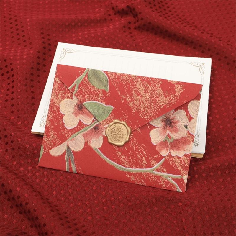 20Pcs Antique Floral Pattern Envelopes 6.46x4.4Inch Folding Envelopes For Wedding Invitation Valentines Card And Mailing