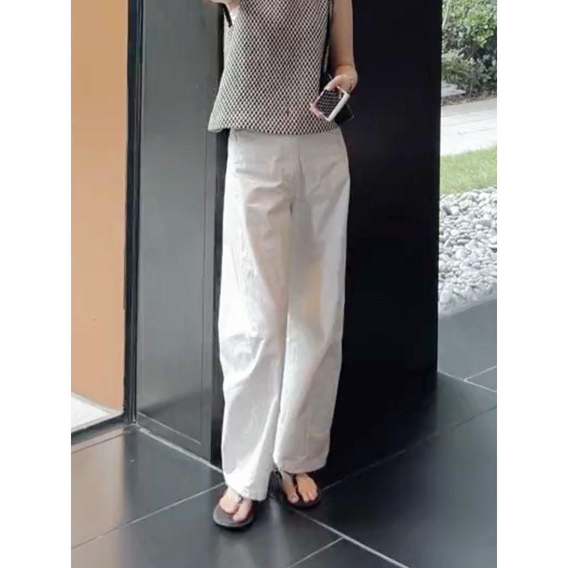 

White Casual Pants for Women, 2026 Summer New Style, Simple and Fashionable, Trendy, Versatile, American-Style, Unique Straight-Leg Wide-Leg Pants White S