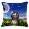 Creative Hand Painted Cat Print Polyester Pillowcase Home Car Cushion Pillow Sofa