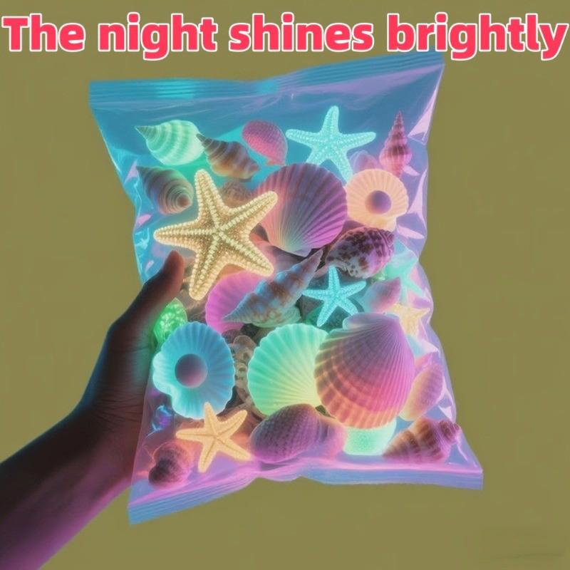 100Pcs/Pack Marine Luminous Stones Colorful Stones Simulating Shell Starfish Fish Tank Pebbles Fairy Garden Yard Ornaments