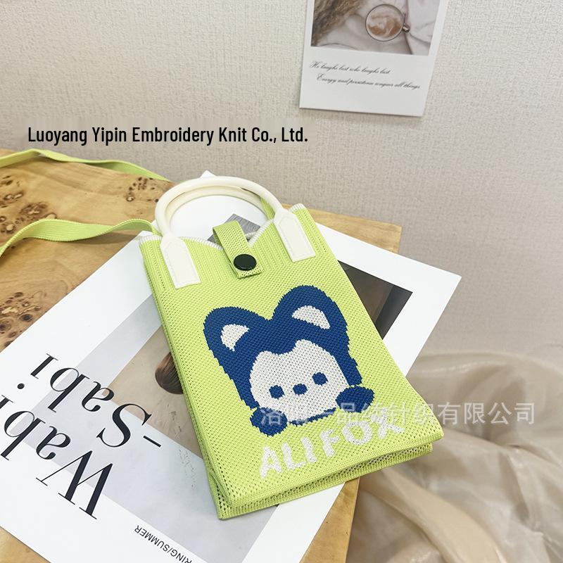 Cute Cartoon Dopamine Knit Crossbody Phone and Coin Bag