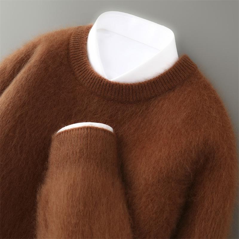 

Men s Cashmere Round Neck Sweater: Warm, Thickened, Versatile for Casual Business, Knitted Wool Base Layer for Autumn and Winter. 2XL