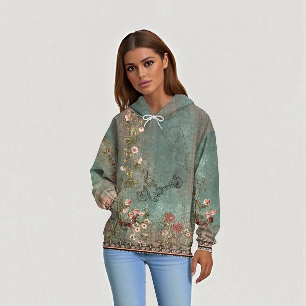 Women's Fashion Daily  Casual Hoodie Long Sleeve Printed Top