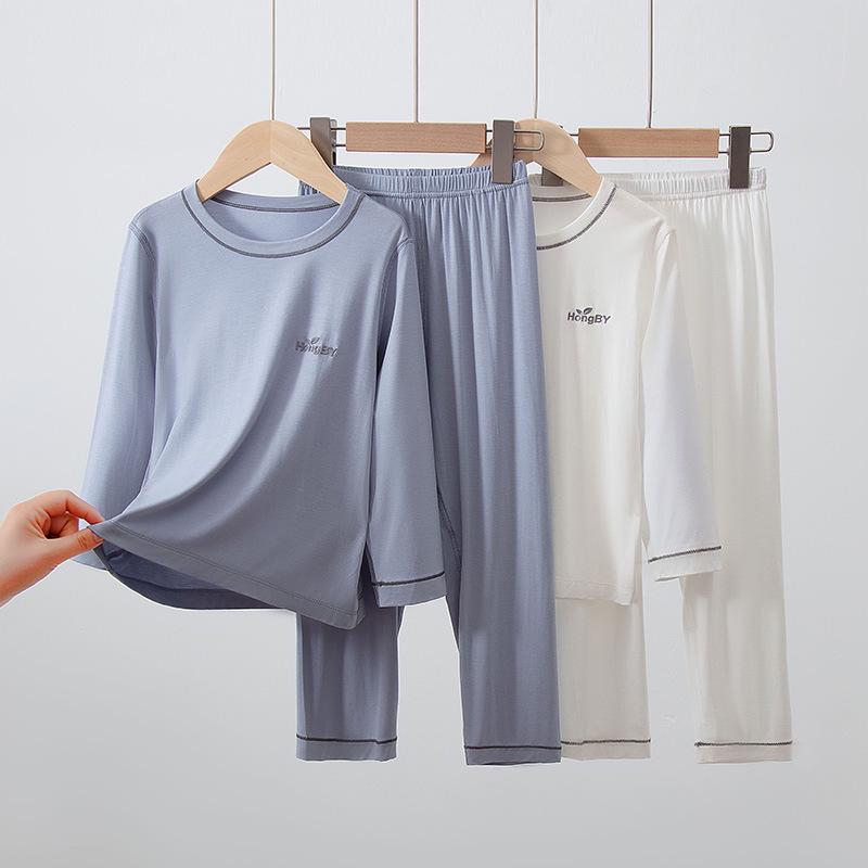 Summer Kids' Modal Pajamas Set: Short Sleeve & Shorts, Parent-Child Matching Homewear, Boys & Girls, Air Conditioning Suit