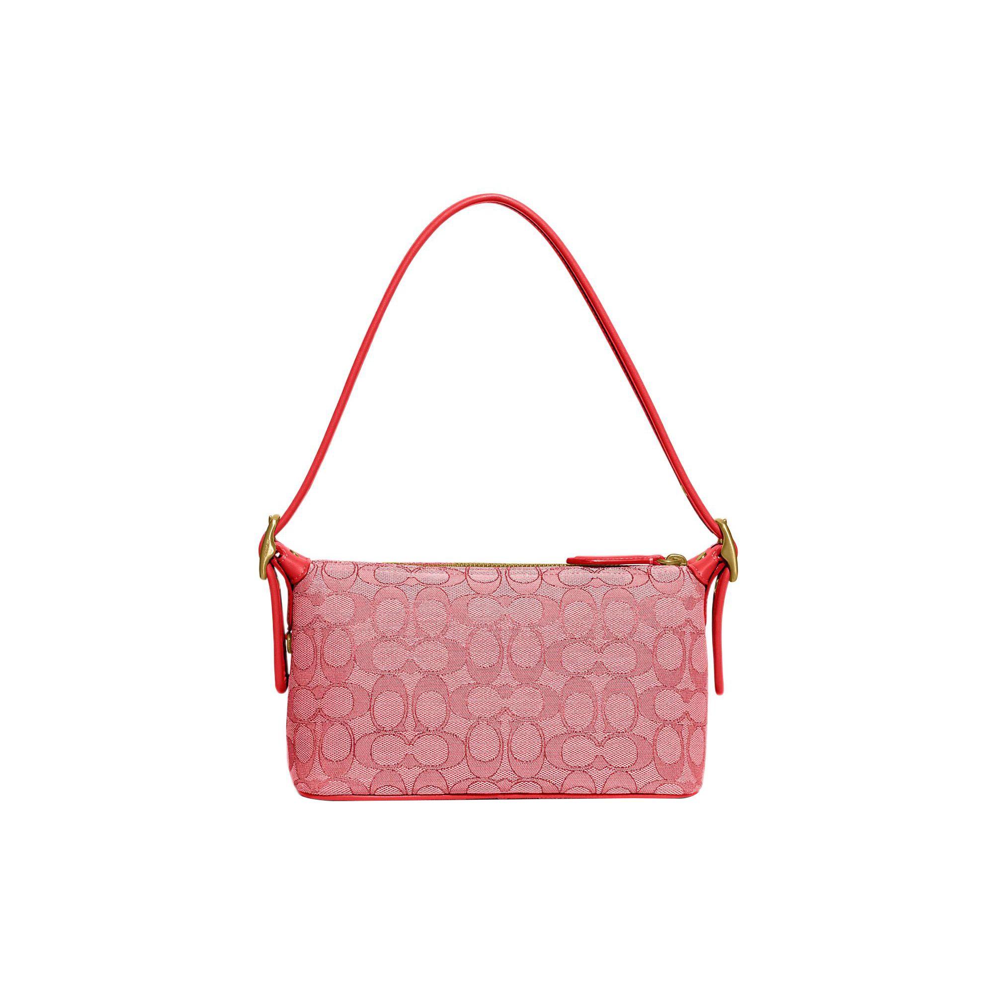 

Coach Demi 23 Classic Monogram Zipper Closure Jacquard Fabric And Recycled Leather Shoulder Bag Women Shoulder Bag Red CE736-B4V2T Basic Set (Bag+Dust Bag)