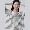 Benetong Printed Striped Short Sleeve T-Shirt_Bats99631Br